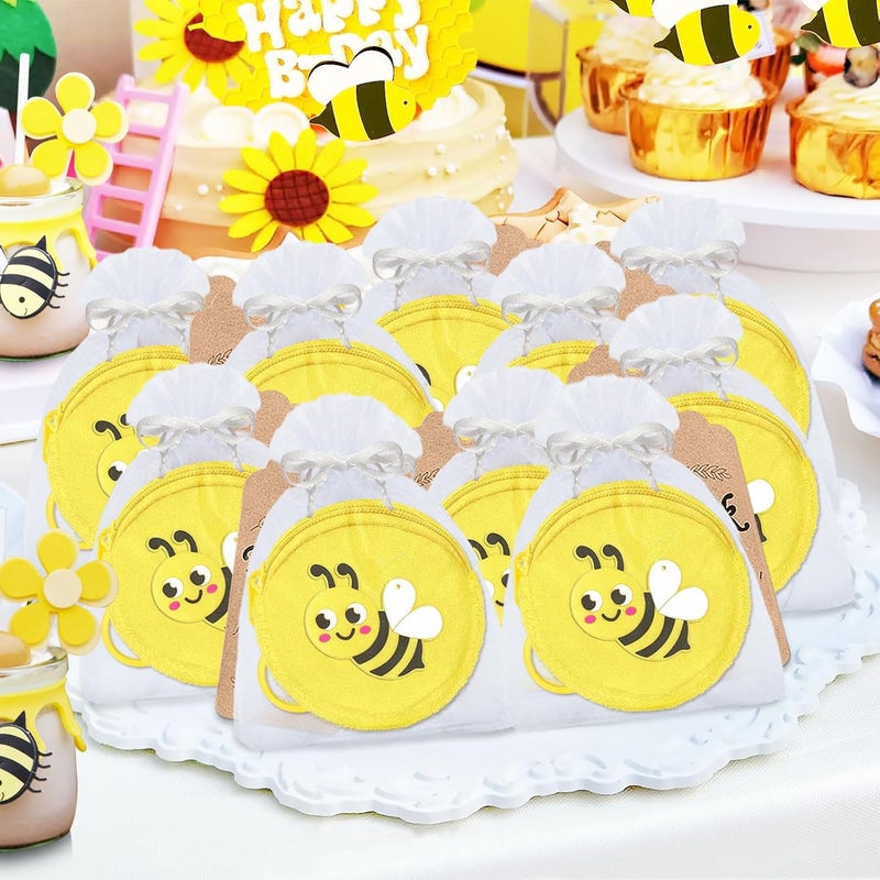 Elecrainbow 15 Pack Bee Change Coin Purse with Keyrings for Honey Bee, bumble bee, Mommy to Bee, Adult Bee, Queen Bee, Birthday, Gender Reveal,Yellow - Image 5